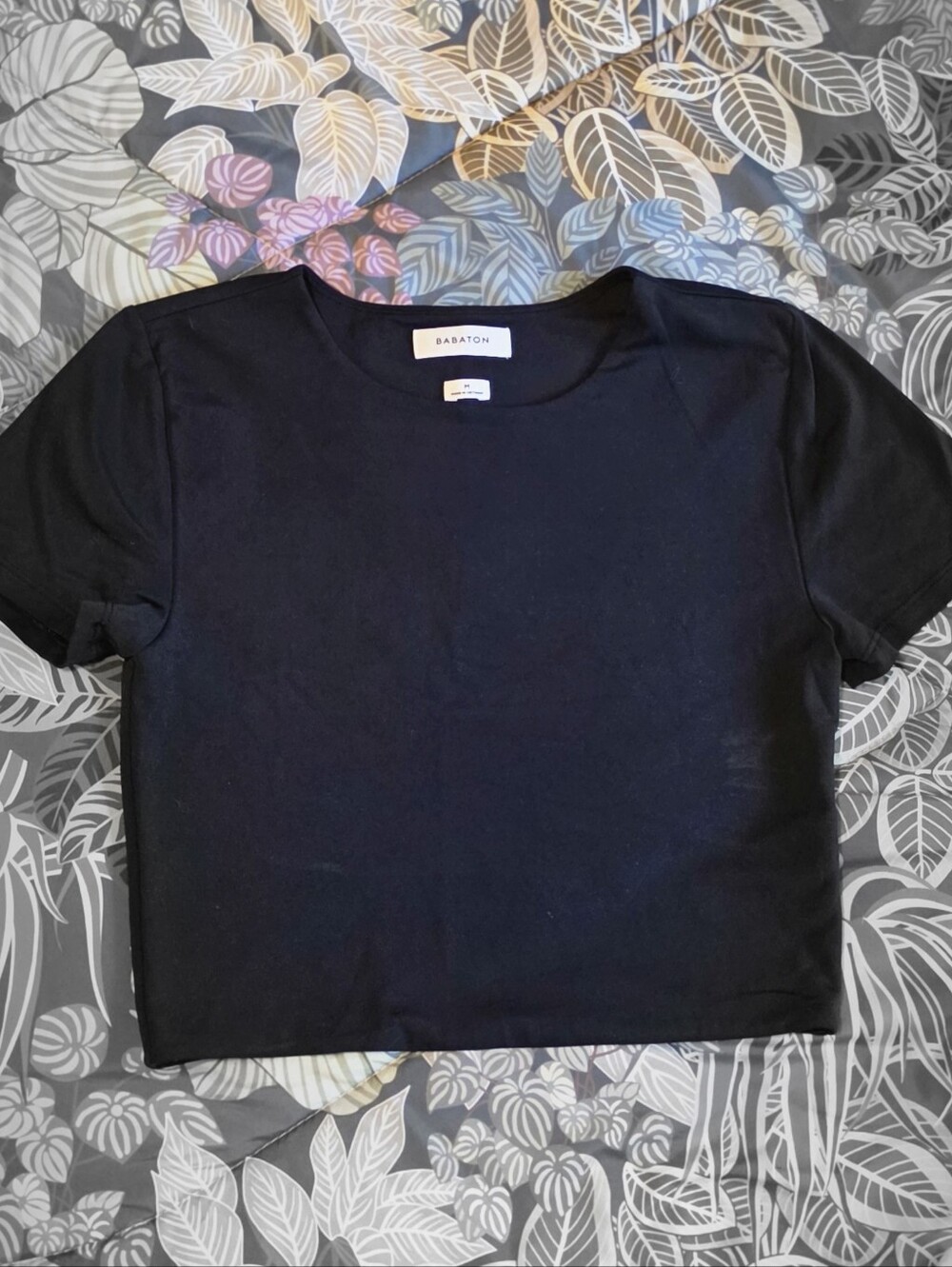 Babaton Black Cropped Crewneck Tee